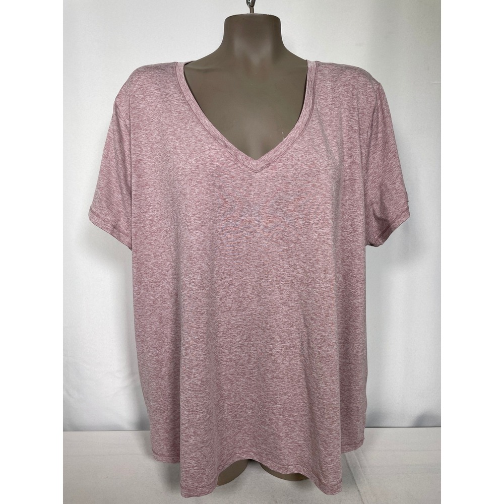Velocity Two-Tone Heather Elderberry V-Neck Purple Activewear Top Women's 2X NWT